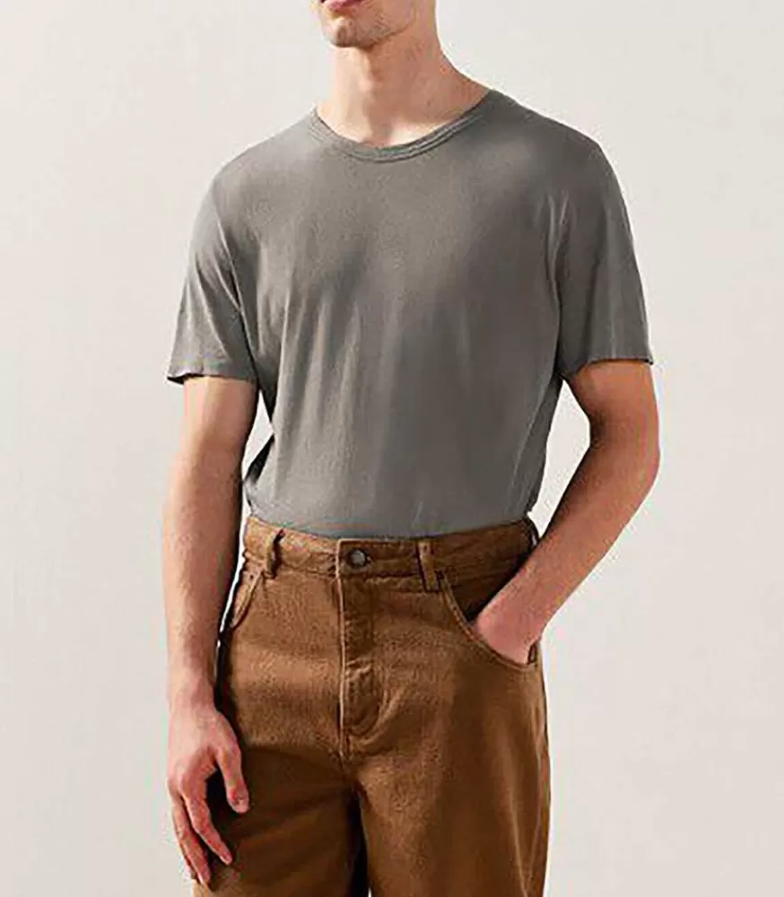Homme American Vintage Tee-Shirt Homme Manches Courtes Devon Ardoise Vintage