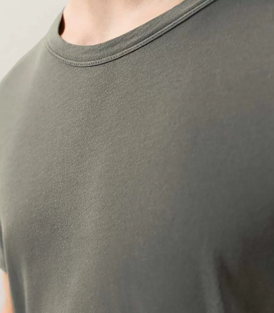 Homme American Vintage Tee-Shirt Homme Manches Courtes Devon Ardoise Vintage