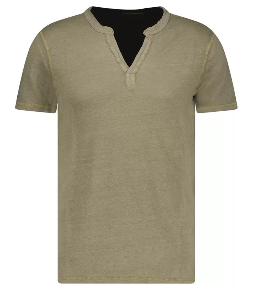 Homme Majestic Filatures Tee-Shirt Homme Tunisien En Lin Manches Courtes Militaire