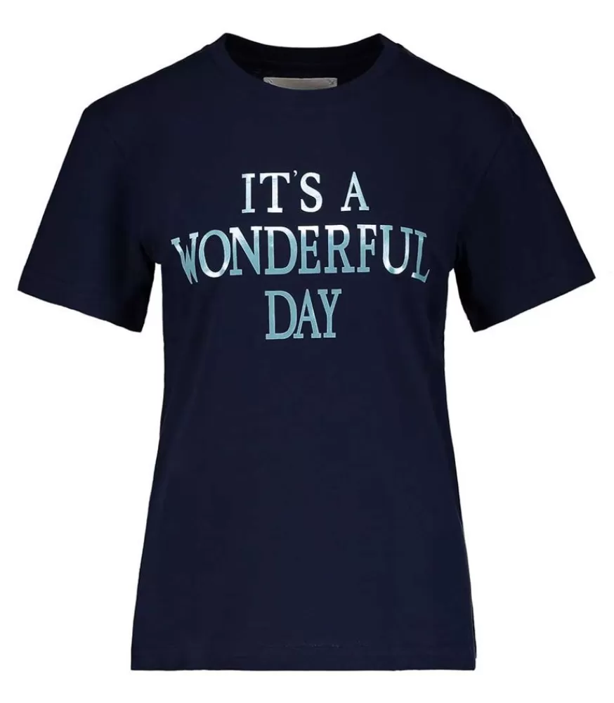 Femme Alberta Ferretti Tee-Shirt It'S Wonderful Day, Navy