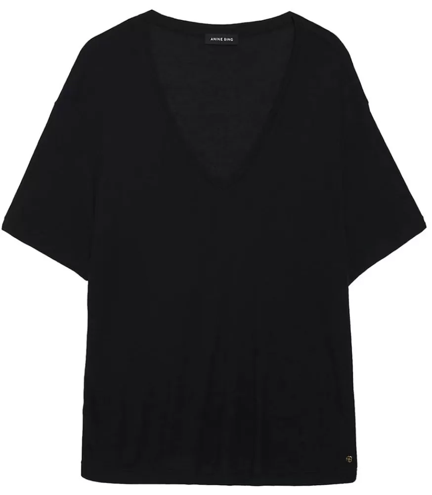 Femme Anine Bing Tee-Shirt Vale Noir