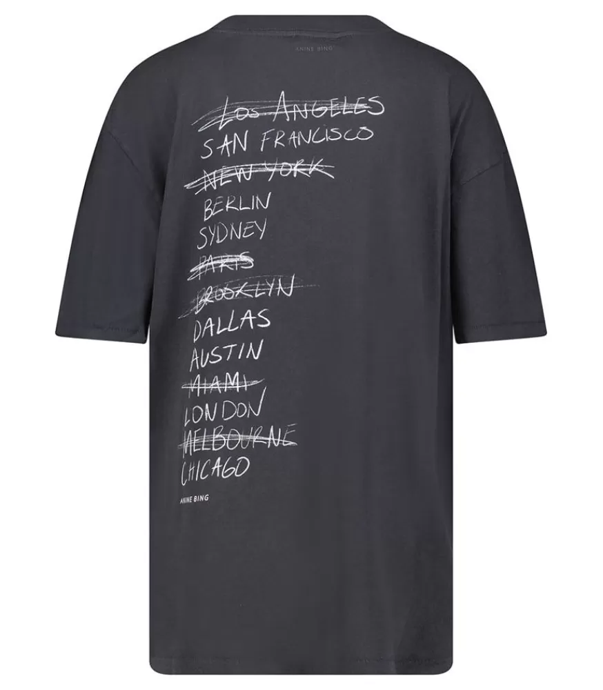 Femme Anine Bing Tee-Shirt Walker Doodle Vintage Black