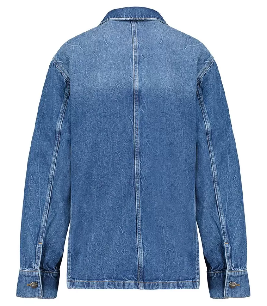 Femme Anine Bing Veste Utilitaire En Jean Alden Artic Blue